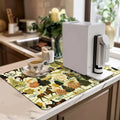 Axyaa Watercolor Plant Branches Drying Mat - Non-Slip Absorbent Tableware Counter Mat