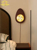 Axyaa Solid Wood Glass Wall Lamp LED Indoor Lighting for Bedroom and Living Room