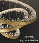 Axyaa Crystal LED Chandelier - Modern Luxury Dimmable Circle Hanging Lamp