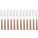 Axyaa 12Pcs Wood Handle Silver Forks Set, Stainless Steel Flatware Dinnerware