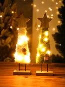 Axyaa Wooden Christmas Ornaments Fawn Snowman Star - Holiday Home Decor