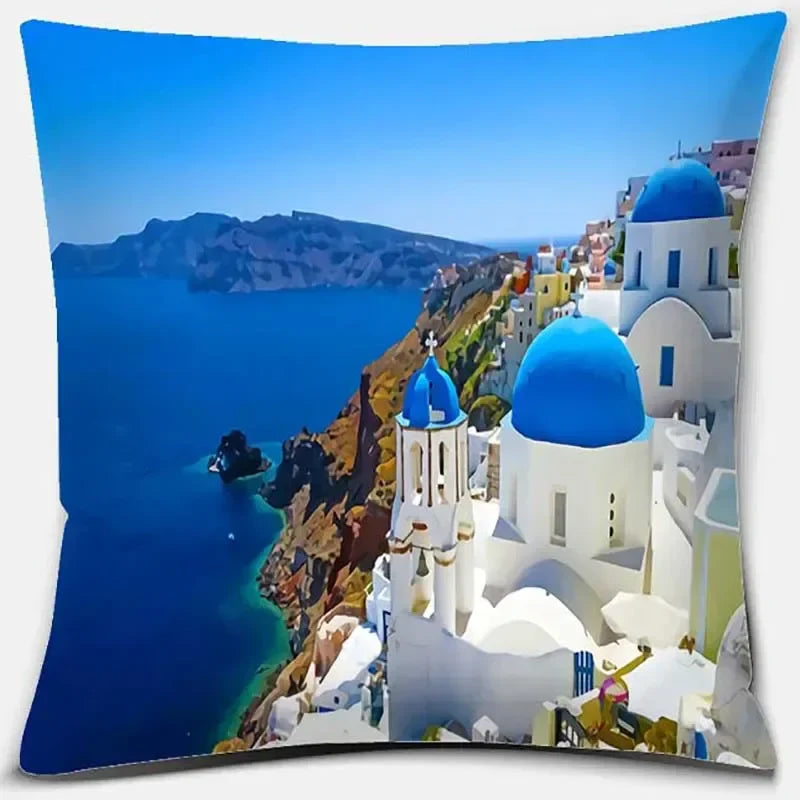 Axyaa Santorini Series Pattern Pillowcase Square Cushion Cover Home Sofa Decor