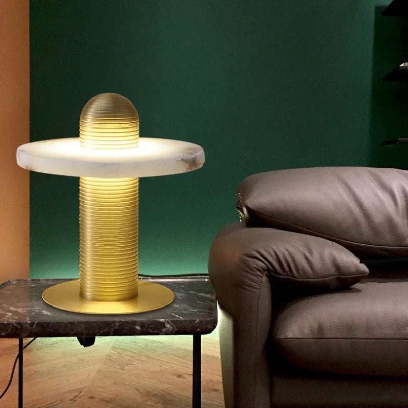 Axyaa Nordic Marble Table Lamp 3000K Gold Black Aluminum Home Art Deco