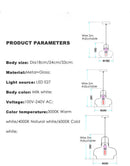 Axyaa Glass Pendant Lights - LED Hanging Chandelier for Bedroom, Dining Room, Kitchen & Bar
