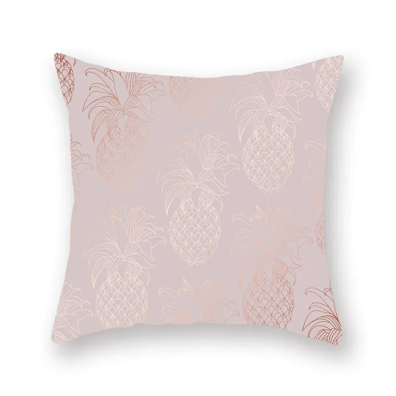 Axyaa Pink Gold Geometry Polyester Pillow Case 45*45cm Square