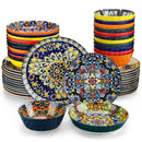 Axyaa 12/16/18/24-Piece Stoneware Dinnerware Set in Bohemian Style