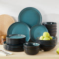 Axyaa Stoneware Dinnerware Set, 18-Piece Reactive Glaze Ceramic Plate Set