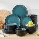 Axyaa Stoneware Dinnerware Set, 18-Piece Reactive Glaze Ceramic Plate Set