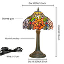 Axyaa Stained Glass Rose Table Lamp Vintage Desk Light Mediterranean Style
