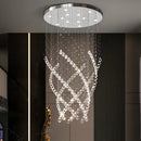 Axyaa Modern Luxury Crystal Chandelier, Chrome Pendant Lamp for High Ceilings, Spiral Stair Decor