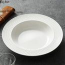 Axyaa White Barley Ceramic Deep Plate with Creative Relief Design