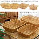 Axyaa Rattan Fruit Plate & Tea Tray: Retro Woven Storage Basket for Picnics & Snacks