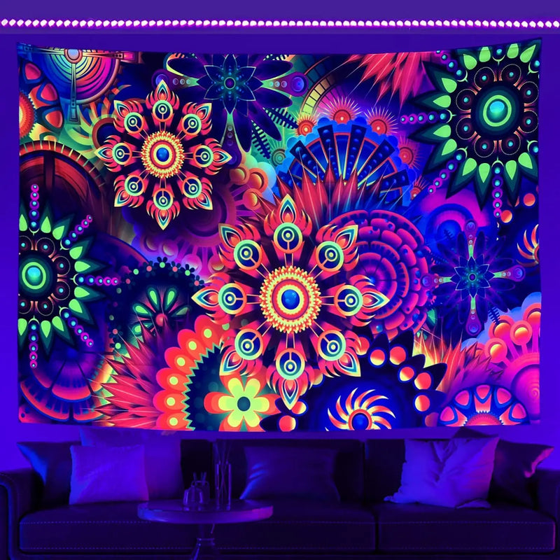 Axyaa Fluorescent Tapestry: Astronaut UV Wall Hanging for Independent Room Aesthetics