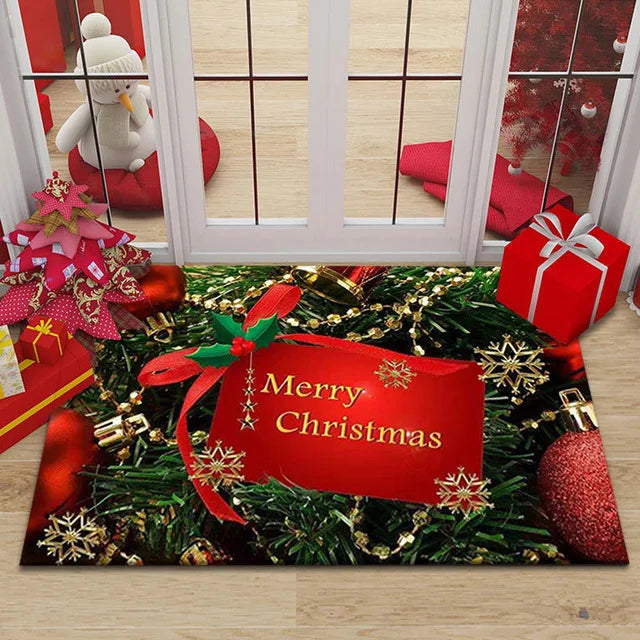 Axyaa Christmas New Year Entrance Door Mat Non-Slip Floor Decor