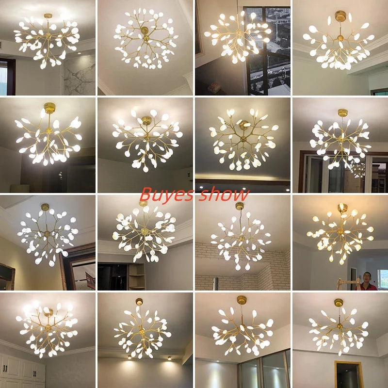 Axyaa Firefly Pendant Chandelier: Modern G4 LED Lights for Home Decor