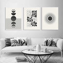 Axyaa Abstract Black Sun Moon Geometry Boho Art Canvas Painting