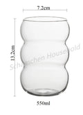 Axyaa 550ml Glass Coffee Cup Wavy Nordic Style Heat Resistant Tumbler Clip