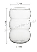 Axyaa 550ml Glass Coffee Cup Wavy Nordic Style Heat Resistant Tumbler Clip