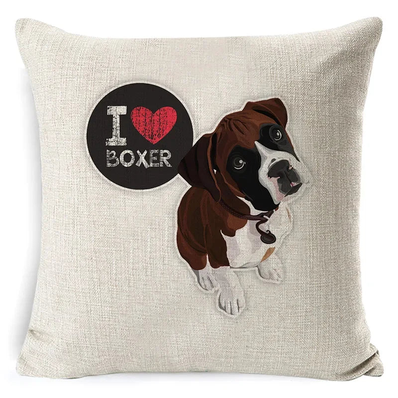 Dog Breed Cotton Linen Cushion Cover Set by Axyaa: Bull Terrier to Chihuahua & More