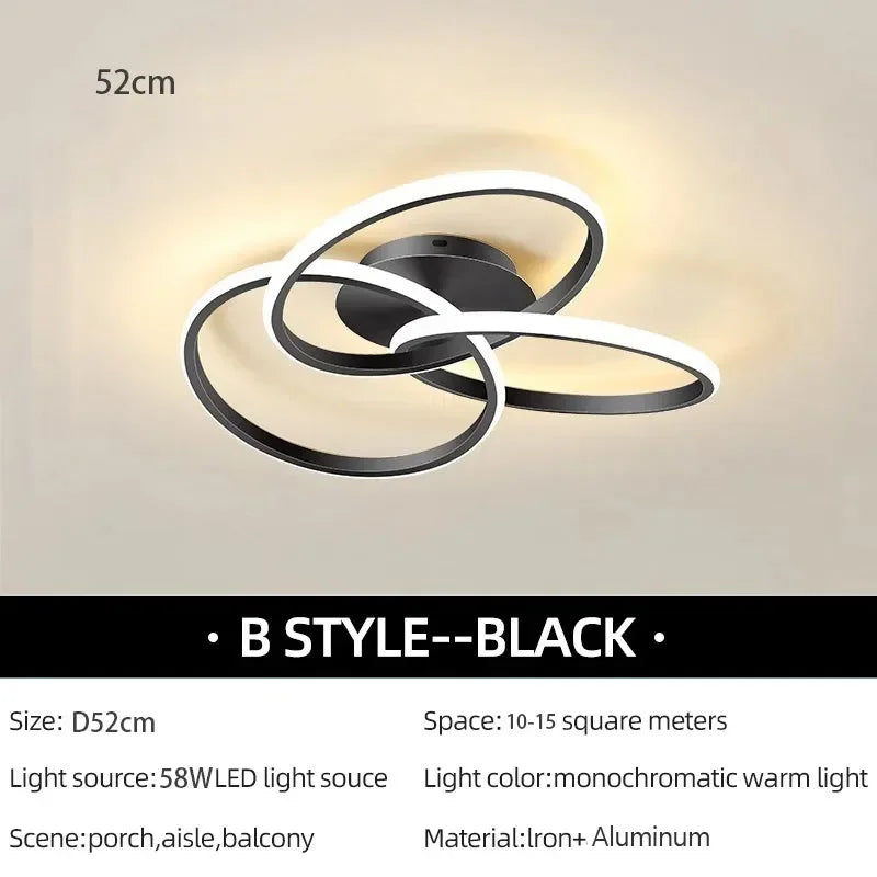 Axyaa Trefoil LED Ceiling Light: Dimmable Acrylic, Black White Gold Luminaire