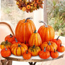 Autumn Pumpkin Set by Axyaa - 16pc Foam Decorative Pumpkins for Thanksgiving, Halloween & Fall