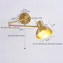 Axyaa Swing Long Arm LED Wall Light for Bedroom Kitchen Living Room - Golden Iron Art