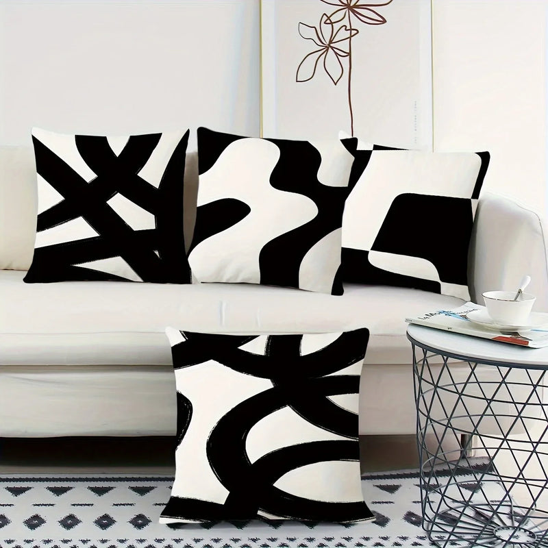 Axyaa Simple Black Line Printed Pillowcase for Living Room Sofa Chair, Home Decor