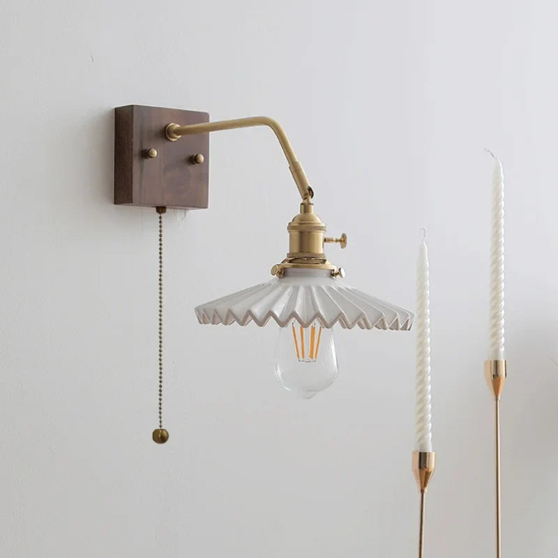 Axyaa Nordic LED Wall Sconce Pull Chain Switch Mirror Light Fixtures