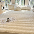 Axyaa Plush Shaggy Fur Mattress Cover Soft Elastic Fitted Sheet Solid Color Protector