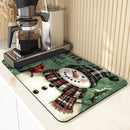 Axyaa Snowman Drying Mat - Quick Kitchen Drain Pad for Faucet & Dishware