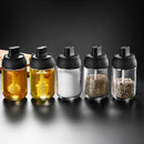 Axyaa Glass Seasoning Set with Lid Spoon - 250ML Oil Bottle, Pepper Jar, Salt Shaker