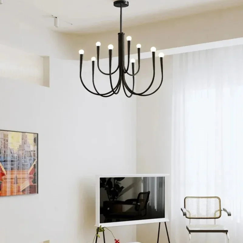 Axyaa French Style Black Pendant Light Chandelier Luxury LED Ceiling Lamp