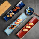 Axyaa Ceramic Sushi Plate Long Strip Plate Dim Sum Dish Molecular Cuisine Tableware
