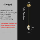 Axyaa Crystal Brass Chandelier for Modern Villa Stair, LED Pendant Lights for Home Decor