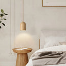 Axyaa Stone Wabi Sabi LED Pendant Light Fixture in Wood Yellow Travertine