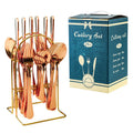 Axyaa 24-Piece Stainless Steel Hammer Pattern Cutlery Set