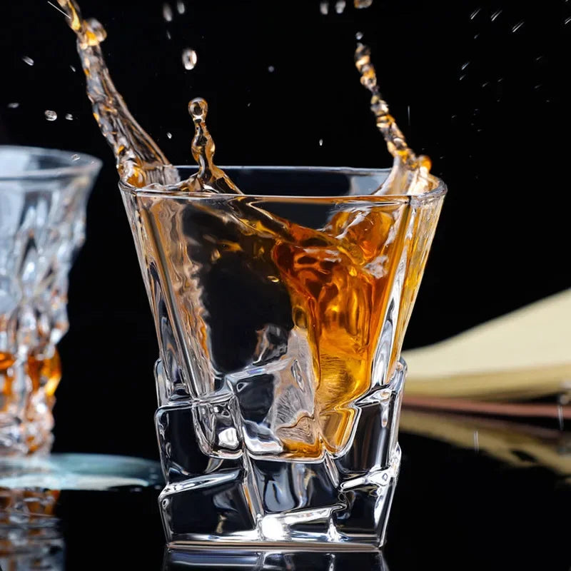Axya Crystal Wine Glass Set - European Style Whiskey Glass for Home and Bar