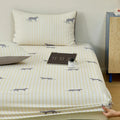 Axyaa Cotton Fitted Sheet, Fashion Stripe Bed Linens, Skin-Friendly, 180*200*30cm