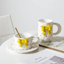 Ceramic Latte Cup & Dish Set for Girls by Axyaa - Elegant Breakfast Drinkware Gift