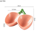 Axyaa Strawberry Ceramic Plate for Seafood, Sashimi, Fruit Salad - Molecular Cuisine Tableware