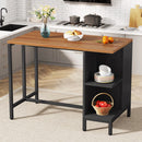 Axyaa 43" Kitchen Island with Shelves and 5 Open Storage Shelves, Large Worktop