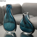Axyaa Ocean Blue Glass Vase: Artificial Flower Room Decor