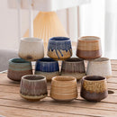 Coarse Pottery Glazed Teacups Set by Axyaa - Japanese Style Coffee Mugs for Home Decor