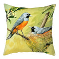 Axyaa Bird and Flower Printed Pillow Cover 45x45cm for Home Sofa Decor