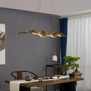 Axyaa Nordic Resin Wood Boat Pendant Light with LED - White Wabi Sabi Dining Room Fixture