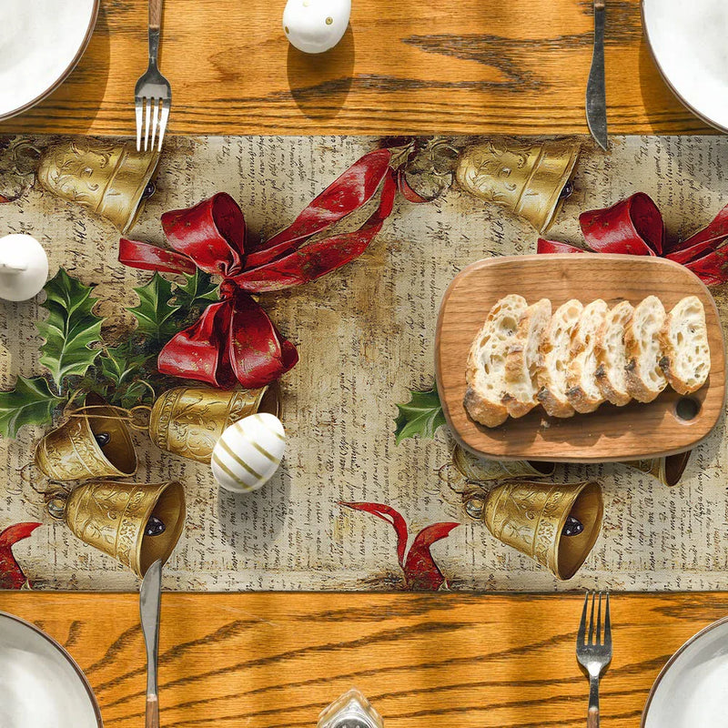 Axyaa Retro Style Christmas Table Runner for Wedding Holiday Party Decor
