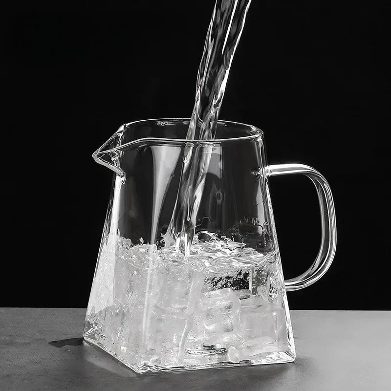 Axyaa Clear Glass Fair Cup with Handle & Strainer for Chinese Tea Brewing