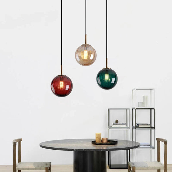 Axyaa Modern Stained Glass Pendant Lamp Nordic Hanging Lights