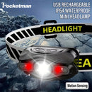 Axya Motion Sensor Mini LED Headlamp - Rechargeable Waterproof Head Torch