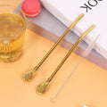 Axyaa Stainless Steel Straw Spoon Filter Scoop for Coffee Tea Milk Mixing